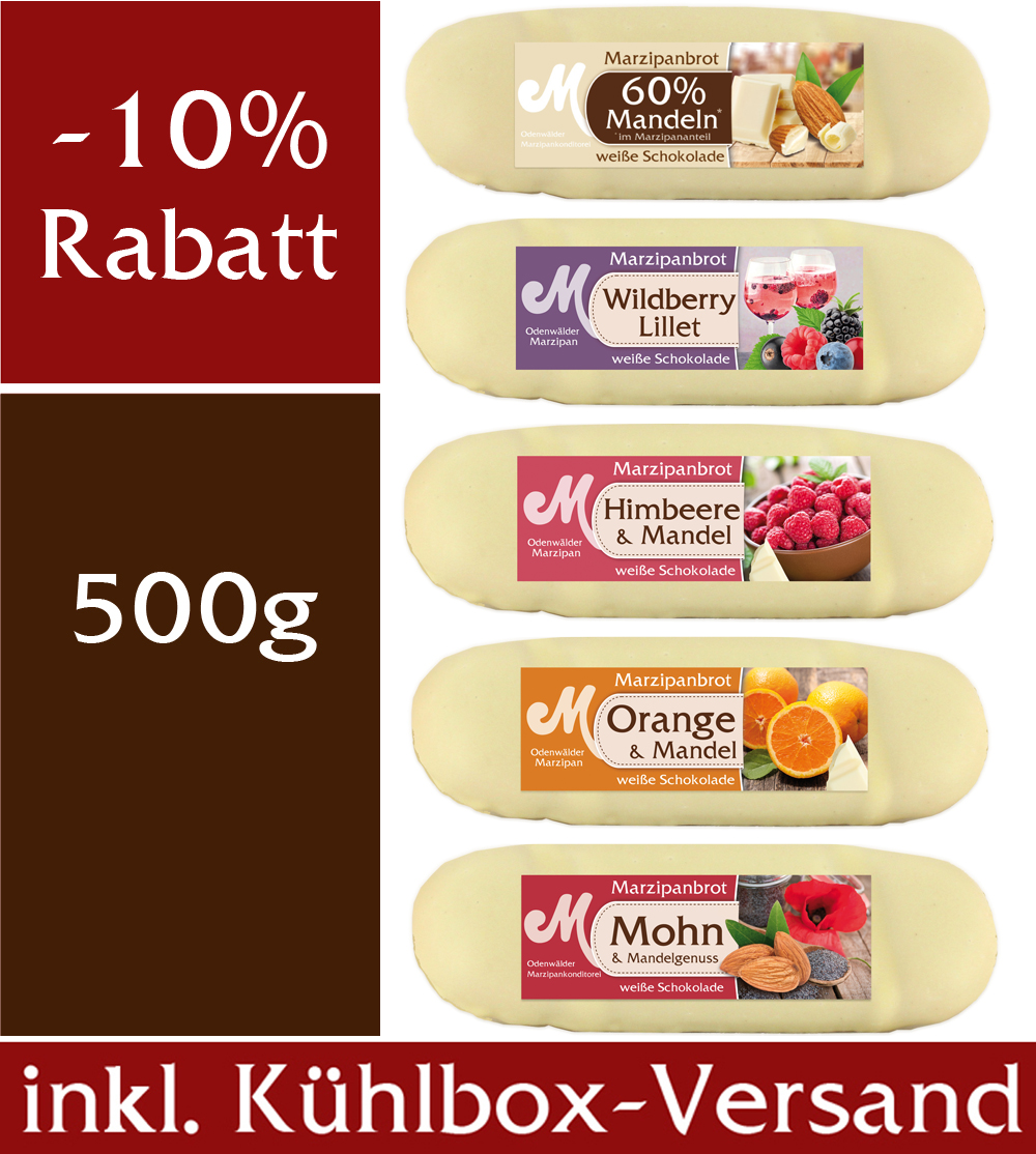 Set Weiße Marzipanbrote 500g - Kühlbox Versand